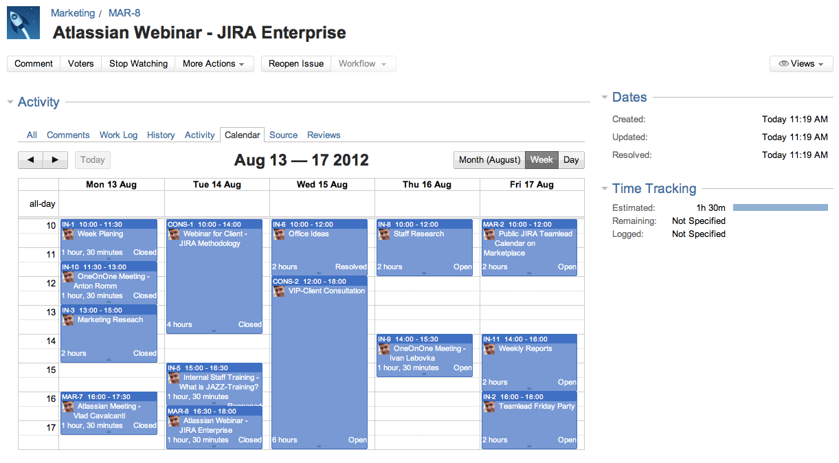 Calendar for JIRA Teamlead Teamlead Atlassian Gold Expert